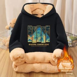 Men's Hoodie Sweatshirt Fleece Lined Thickened Autumn Winter New Style Youthful Warm Lamb Velvet Casual Streetwear