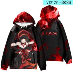 Japanese Anime Tobiichi Origami Tokisaki Kurumi Cosplay Costume 3D Print Hoodies Men Women Long Sleeve Sweatshirt Casual Jackets