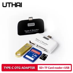 UTHAI J08 Type-C USB3.1 Multi-Function Card Reader LED SD/TF USB2.0 Compatible Android Phone OTG Adapter for Mouse Control