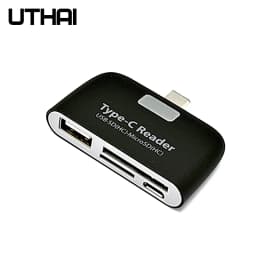 UTHAI J08 Type-C USB3.1 Multi-Function Card Reader LED SD/TF USB2.0 Compatible Android Phone OTG Adapter for Mouse Control