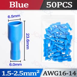 50PCS 6.3mm Spade Crimp Terminals Electrical Wire Connectors Faston Insulated Female For Quick Connection Cables Splice Plugs