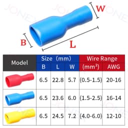50PCS 6.3mm Spade Crimp Terminals Electrical Wire Connectors Faston Insulated Female For Quick Connection Cables Splice Plugs
