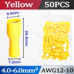 50PCS 6.3mm Spade Crimp Terminals Electrical Wire Connectors Faston Insulated Female For Quick Connection Cables Splice Plugs