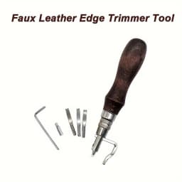 7-in-1 Leather Edge Trimmer Tool with Wooden Handle Faux Leather Craft Edge Press Kit for Stitching Grooving and Carving Leather