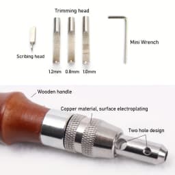 7-in-1 Leather Edge Trimmer Tool with Wooden Handle Faux Leather Craft Edge Press Kit for Stitching Grooving and Carving Leather