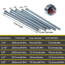 5pcs Premium Outside Style Spring Copper Tube Benders Manual Internal Folding Bending Line Pipe for O.D. 1/4" To 5/8" Pipes