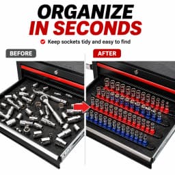 Premium Quality 360° Swivel ABS Socket Organizer Holder 1/4' 3/8' 1/2' Socket Clip Rail Tools Blue & Red