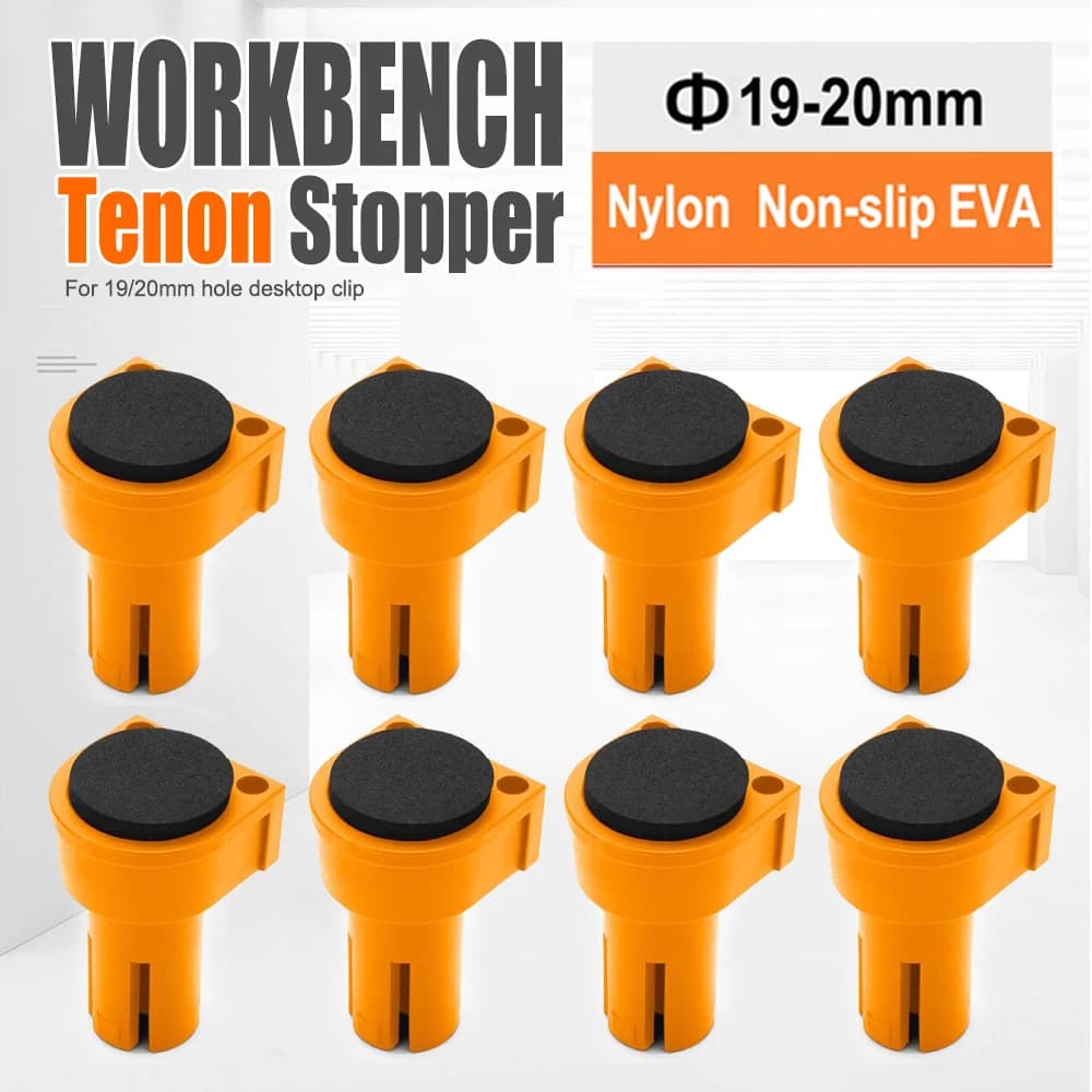19mm 20mm 8pcs Nylon Bench Dogs Set Precision Woodworking Tool for Workbench Holes Anti-Slip EVA Rubber Inserts
