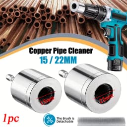 1pc 15/22mm Copper Tube Cleaning Brush Multi-Purpose Plumbing Pipe Power Drill Metal Cleaning Tools With 1 Replace Brush