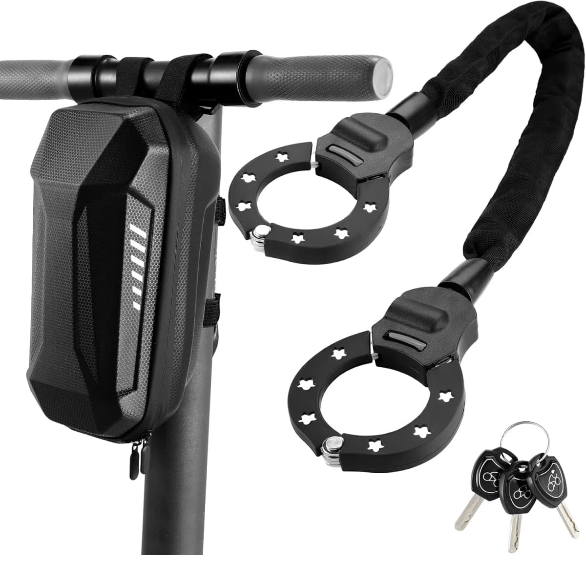 E-Scooter Security Locks Chain Link Handcuff Lock 93cm Lang E Scooter Lock with Combination Code w/ 3L Waterproof Bag Black