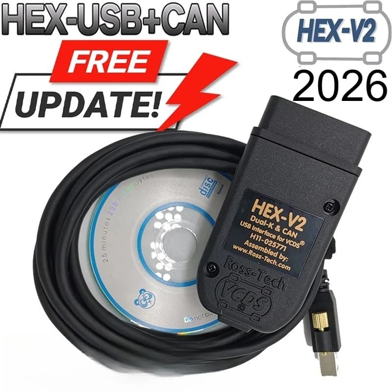 2026 Newest VCDS 25.3 VAG Scanner Tool Cable OBD2 Diagnostic Multi-Language HEX V2 Wesheu VCDS VAG COM 24.7 For Audi SKODA VW