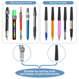2pcs 23.6" Steel Wire Retractable Pen Holder, Heavy Duty Silicone & Metal Clip for Carpenters, Nurses, Construction, Waitstaff