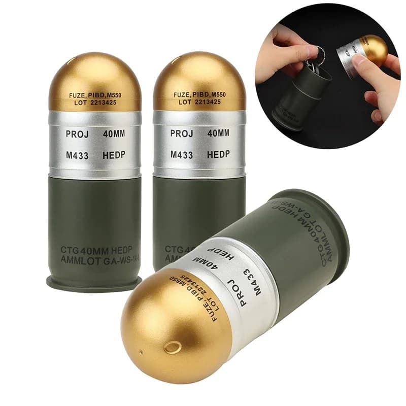 1/2/3 pcs Shell Storage Box M433 HEDP 40mm Cartridge Dummy Grenade Model Collection Toy Mini Storage Case