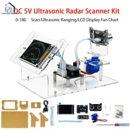 DC 5V Ultrasonic Radar Scanner DIY Kit HXFB Graphical Programming Core Board 0-180 Servo Scanning LCD Real-time Display