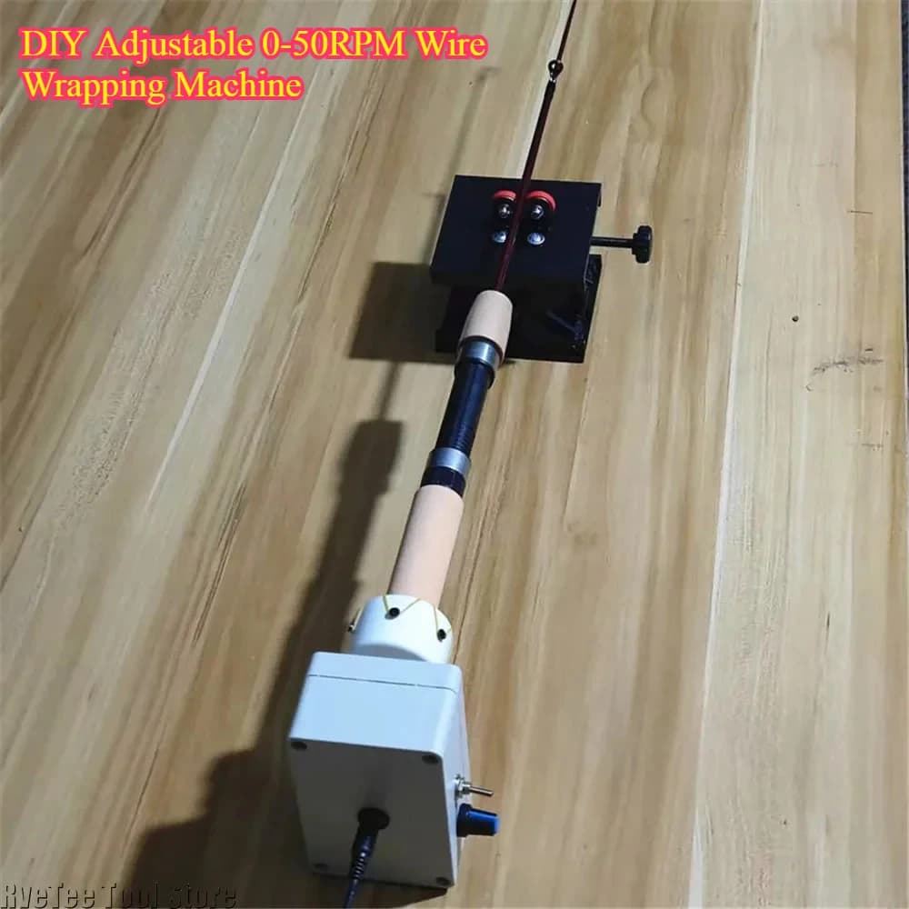 DIY Adjustable 0-50RPM Wire Wrapping Machine - Precision Fishing Rod Winding & Epoxy Coating Tool for Anglers!