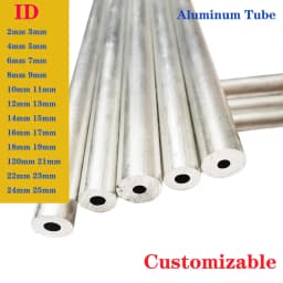 6061 Aluminum Tube ID 2mm 3mm 4mm 5mm 6mm 7mm 8mm 9mm 10mm 11mm 12mm 13mm~25mm Hollow Aluminum Alloy Pipe Round Tube CNC Metal