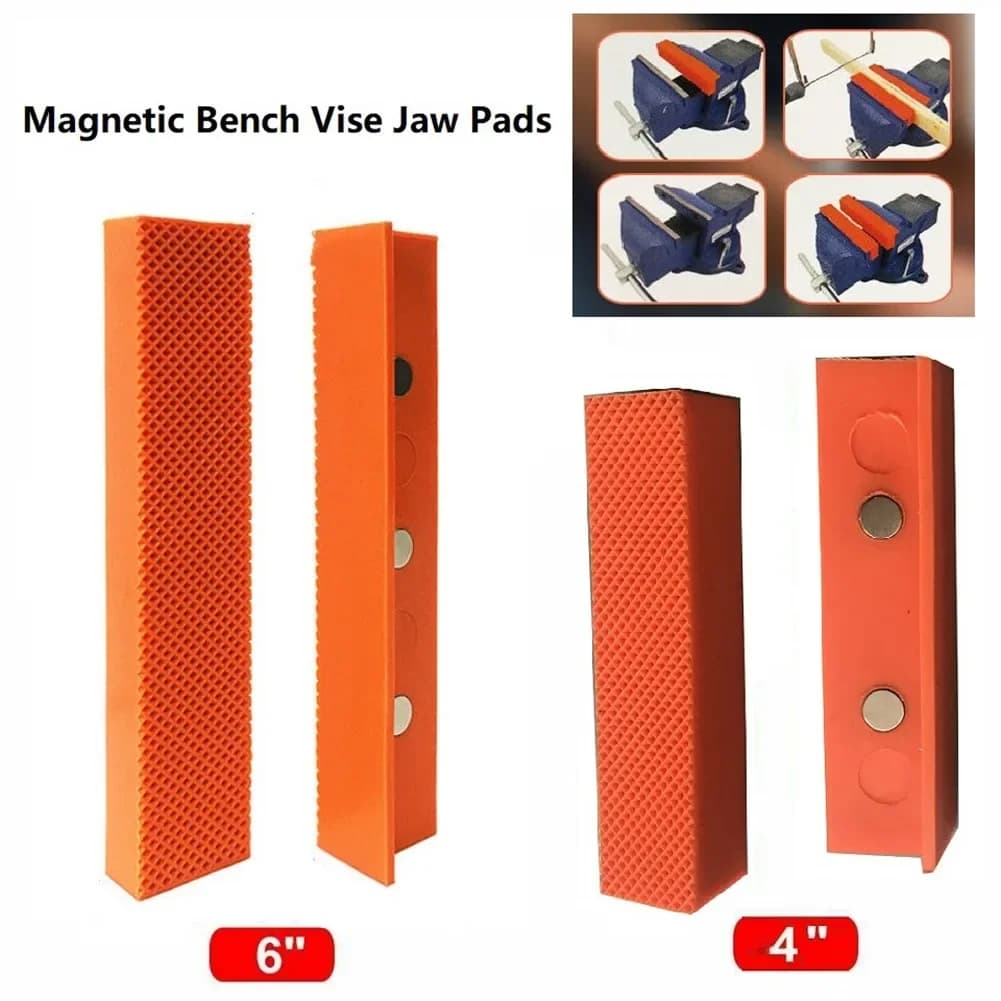 2pcs 4/5/6 Inch Magnetic Soft Pad Jaw Plain Weave/V Shaped For Metal Vise Bench Machine Tools For Metal Vise Bench Machine Tools