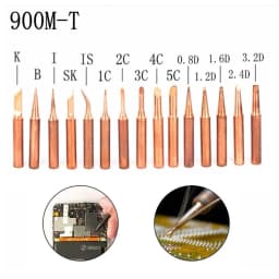 5pcs/set 900M-T Pure Copper Copper Soldering Iron Tip Lead-Free Welding Solder Tip 933.907.951/900M-T-IS/900M-T-1.6D/900M-T-4C