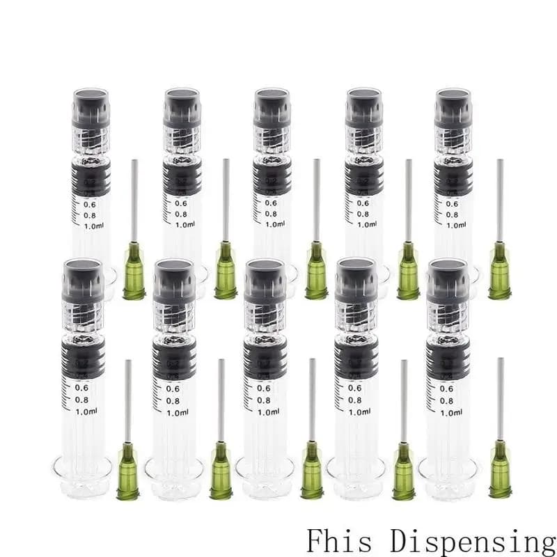Borosilicate Glass Luer Lock Syringe 1ml Capacity Reusable Heat Resistant Tube for Labs Use Lab with 14G Needles
