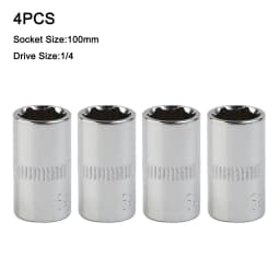 4pcs/set Socket Chrome Vanadium Steel 1/4Inch Drive 6-Point Socket 10mm Socket DIY Hand-making Household Maintenance Tool Silver