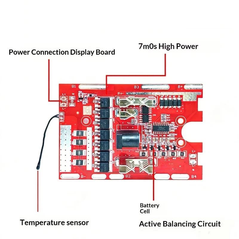 1Pcs 90.5 * 62mm Li-battery Protection Board 21V 7MOS For Electric Tools With Balancing Circuit And Temperature Protection