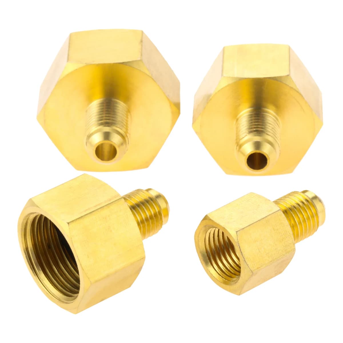 4PCS Brass Pipe Fitting 1/4" SAE Male to 1/2" 1/4" 3/4" 5/8" Female Pipe Reducing Adapter for Air Conditioner A/C Refrigeration