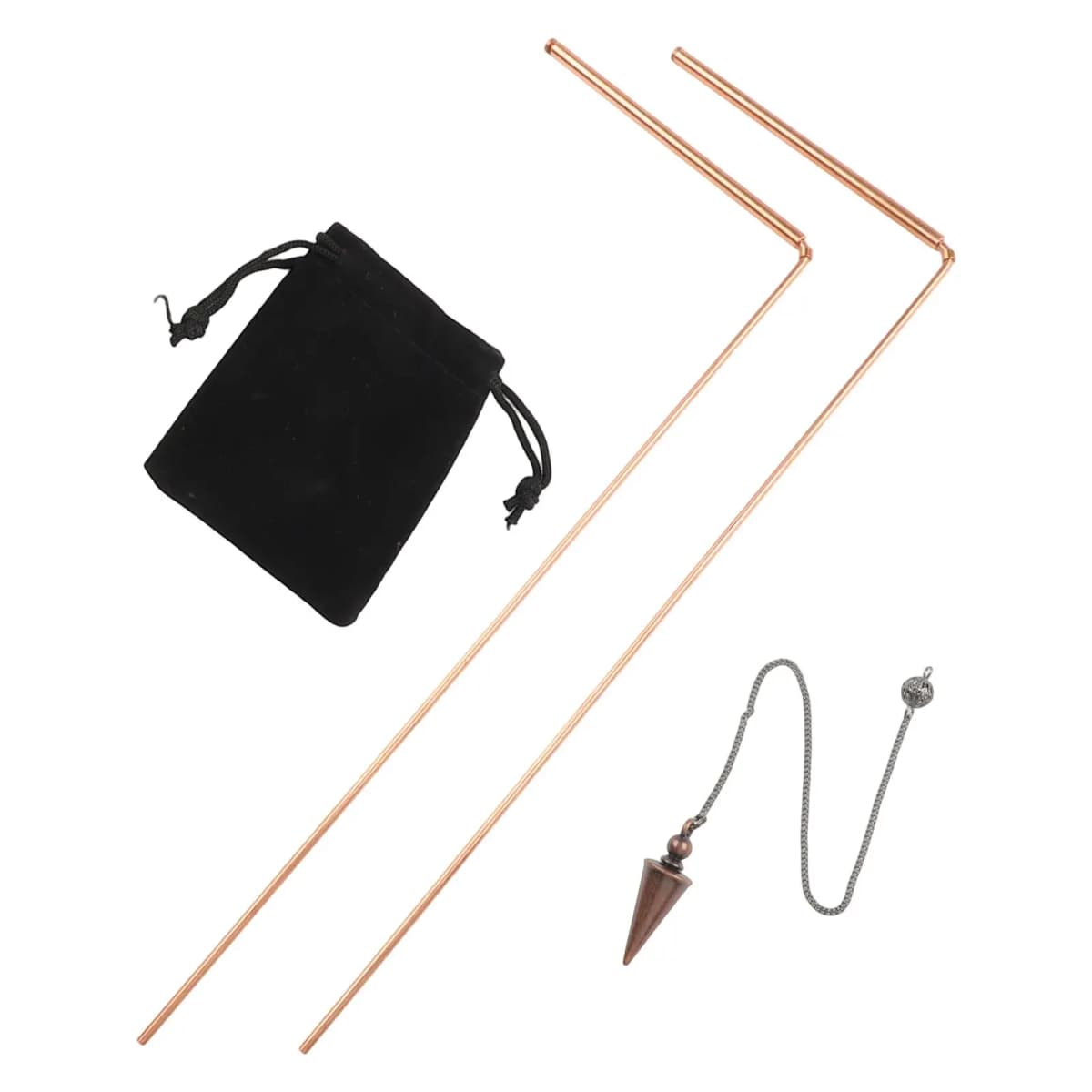 2pcs 99.9% Copper Dowsing Rod Psychic And Divination Copper Pendulum Kit Portable Dragon Seeking Detachable Tool