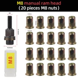 21pcs Hand Rivet Nut Head Set Rivet nut tool Manual Riveter Rivnut Tool Accessory for Nuts M3 M4 M5 M6 M8 M10 M12 Simple install