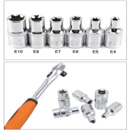 6Pcs/set Drive Socket 1/4 Hexagon Torx Star Female Bit E Socket Set E4 E5 E6 E7 E8 E10 Steel Hand Tool Accessories