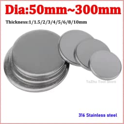Dia 50mm - 300mm 316 Stainless Steel Round Plate Circular Sheet Disc Round Disk Thickness 1/1.5/2/3/4/5/6/8/10mm