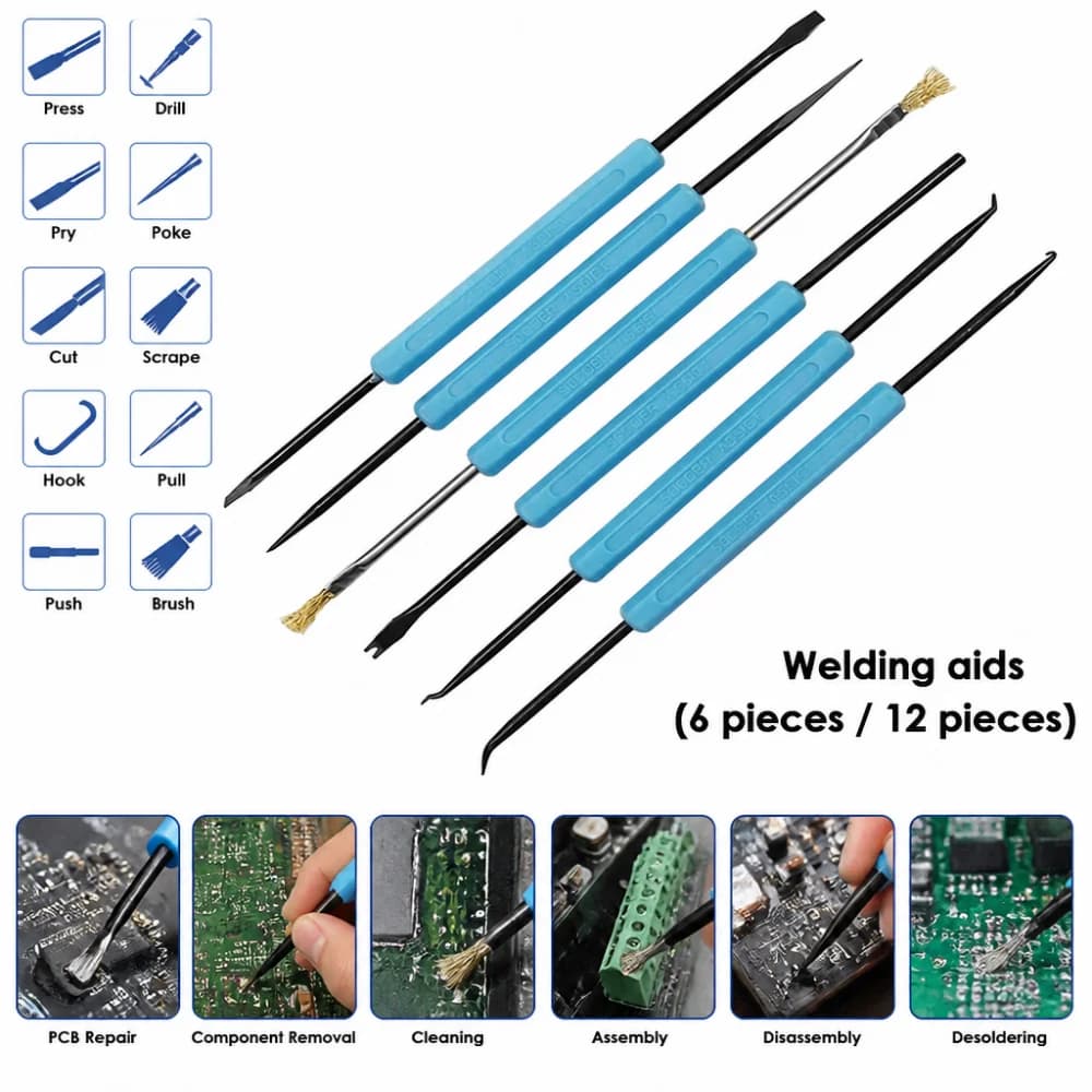 6-Piece Soldering Aid Kit PCB Cleaning and Maintenance Tools Repair and Soldering Aids Circuit Board Soldering Accessories