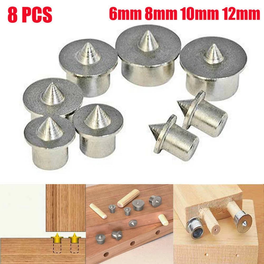 8Pcs Dowel And Tenon Multi Dowel Center Points Pin 6mm/8mm/10mm/12mm Center Point Set Wood Timber Marker