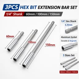 1/4" Hex Shank Magnetic Bit Holder Extension 60/100/150/300mm Quick Release Screwdriver Drill Adapter