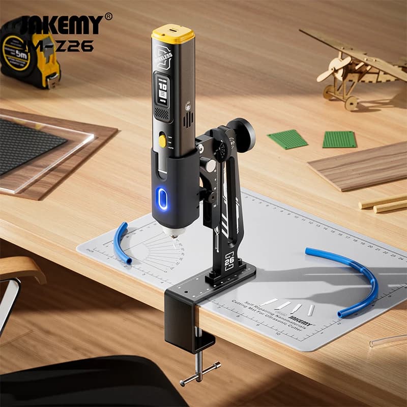 JAKEMY 360-Degree Ultrasonic Cutter Knife Aluminum Support Stand with Multi-Angle Adjustable C-Clamp Portable