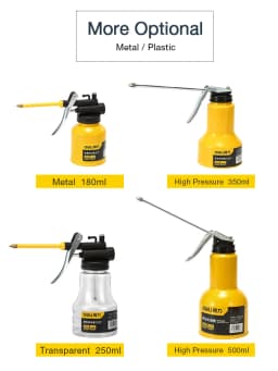 Deli Clear Oil Can High Pressure Oiler Grease Gun Extended Sprinkler Plastic Oil Pump Cans Mini Home Injector Can 180-500ml