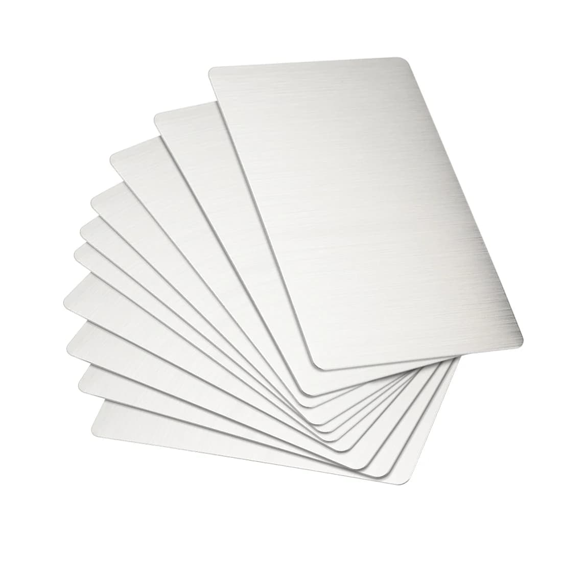 Uxcell 15Pcs Thick 0.4mm Stainless Steel Blank Metal Card Business Card 88x53mm Plate Silver Tone