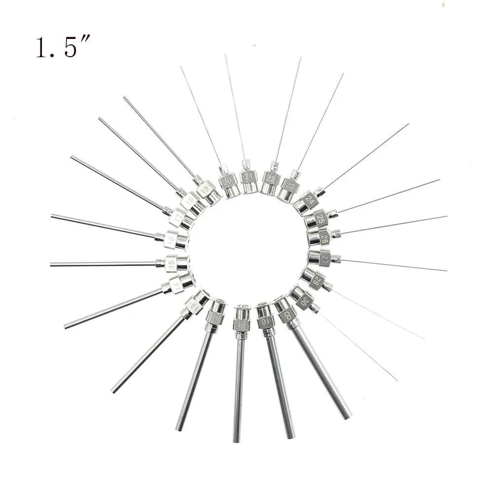 12pcs/Box 12pk 1.5 Inch 8g to 30g Stainless-Steel Syringe Dispenser Dispensing Glue Needles Blunt Metal Flat Mouth