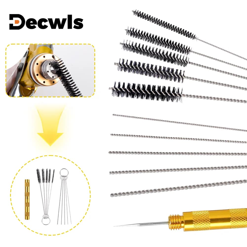 11/22Pcs Paint Spray Gun Cleaning Kit,Stainless Steel Cleaning Brush/Cleaning Needle,Home Nylon Cleaning Brush Set,Cleaning Tool