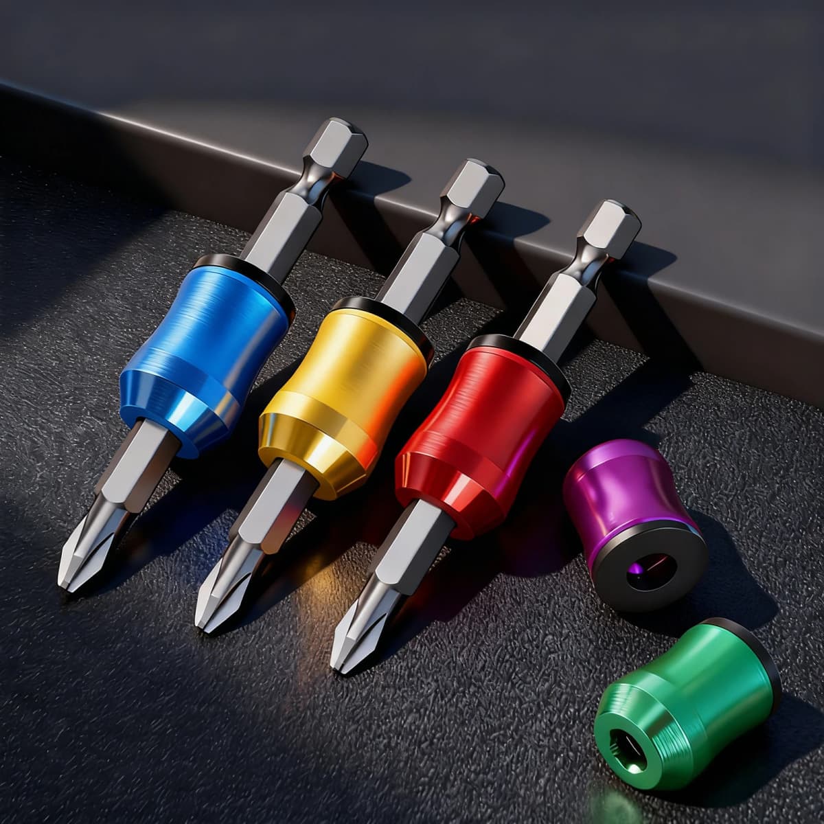 2Pcs Aluminum Alloy Magnetizer Demagnetizer Ring for 6.35mm Screwdriver Bits - Magnetic Screw Ring Bit & Adapter for Repair Work