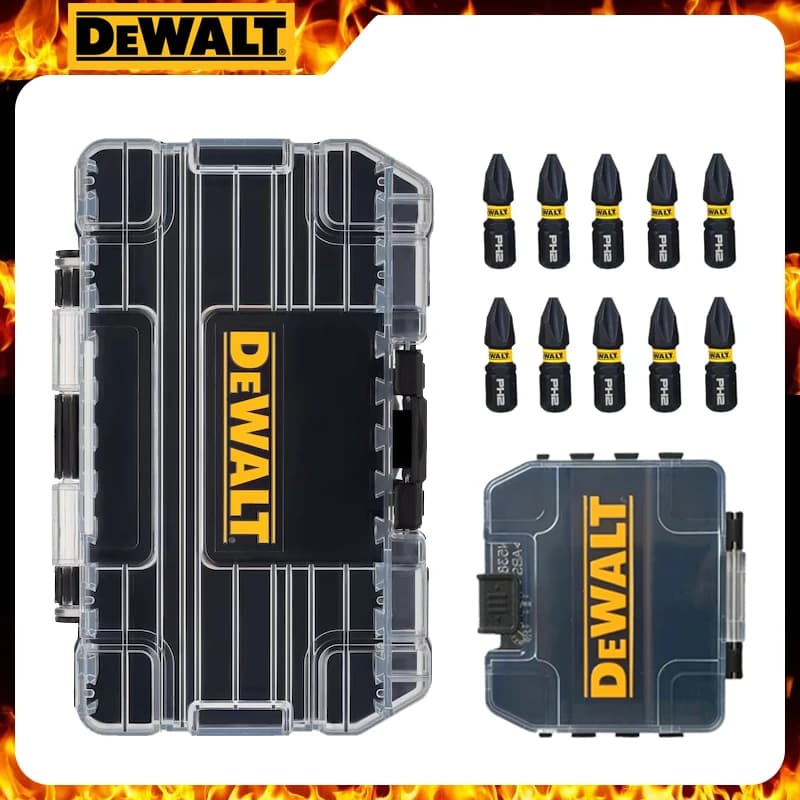 DEWALT TSTAK Black Small Medium Storage Box HSS PH2 25mm Batch Head Drill Bit Bracket Set Plastic Rugged Tool Accessories