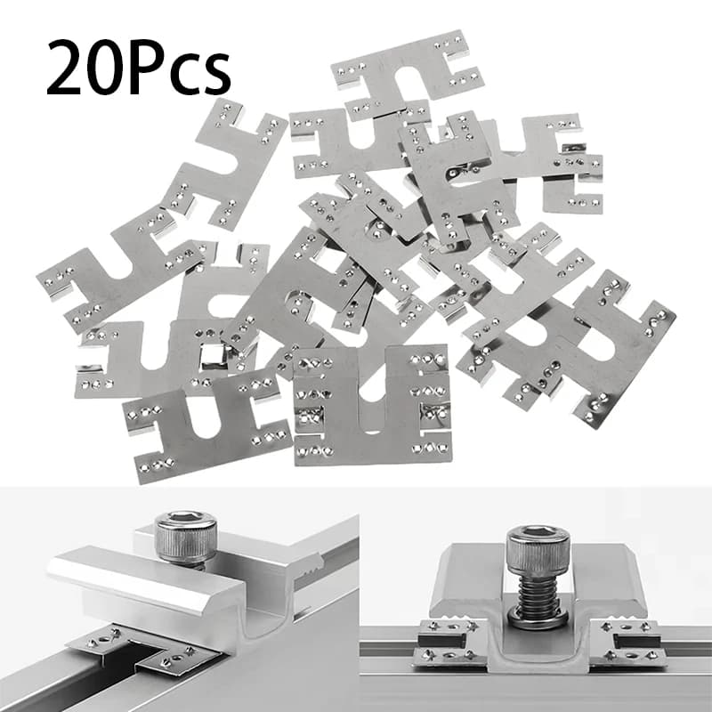 20Pcs Solar Panel Grounding Clip Washer Spacer 28x50mm Photovoltaic Conductive Sheet Puncture Gasket