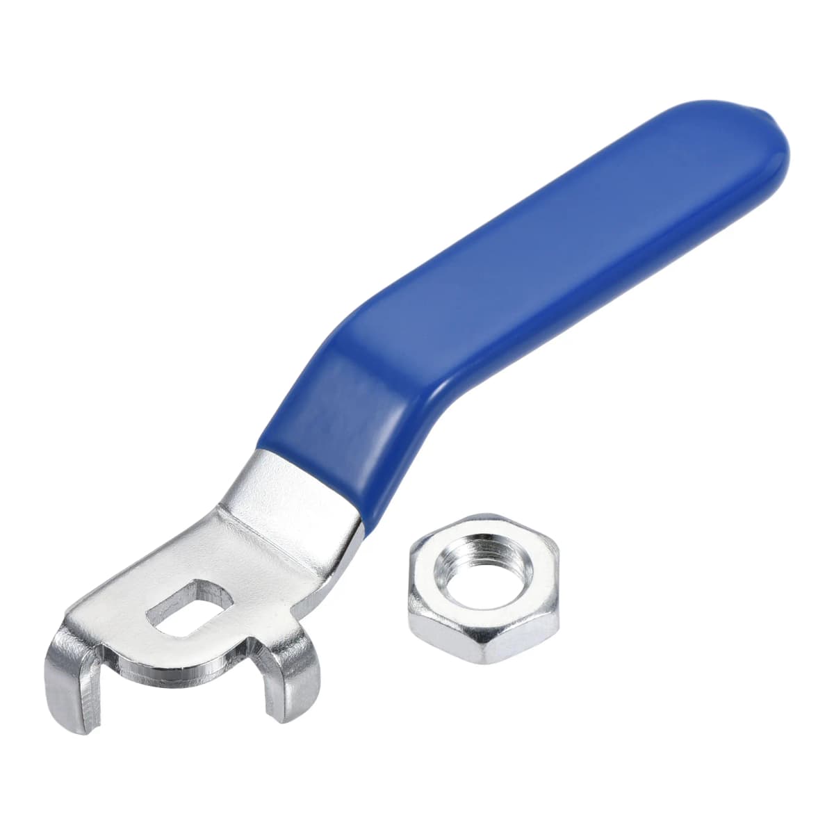 Uxcell 1pcs Lever Handle Iron Chrome Plated Replacement Quarter Turn with Plastic Grip Blue for DN25 Ball Valve
