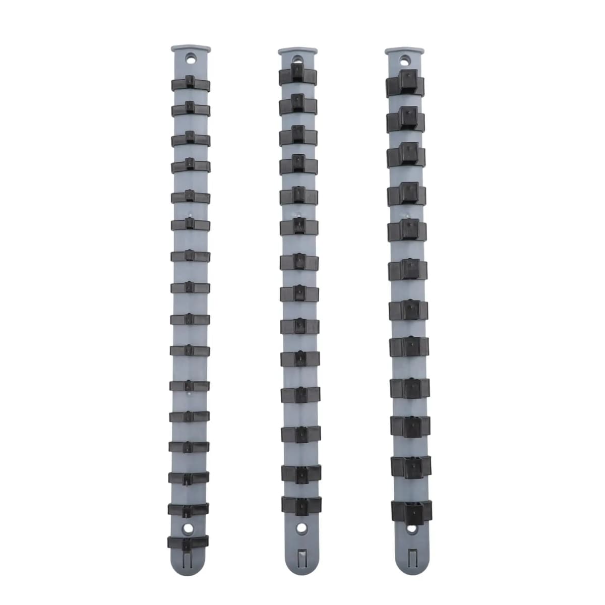 3pcs/Set Plastic Socket Organizer 1/4 3/8 1/2 Inch Socket Tray Rail Rack Storage Holder 1/4 3/8 1/2 In Socket Clip Rail Surpport