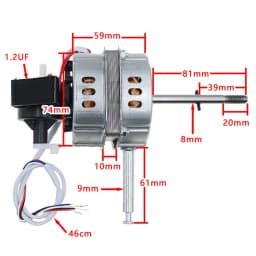 12-inch Fan Motor Replacement for FT-30 Table Floor Fans Metal Housing 10mm Mounting Plate 9mm Shaft 8mm Output
