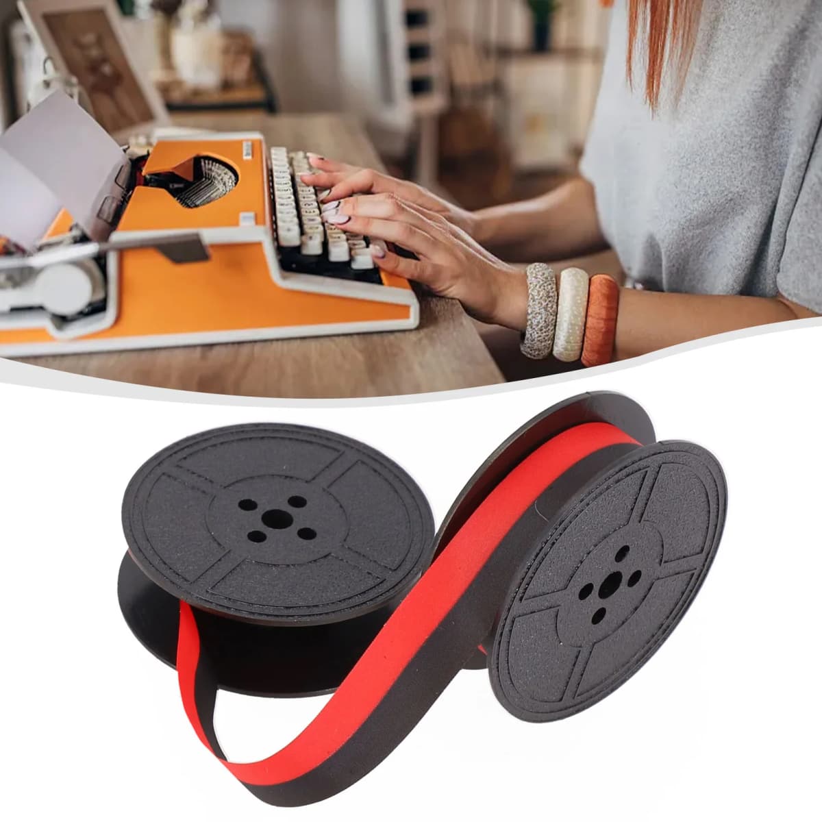 1Set Typewriter Ink Ribbon Portable Typewriter Ribbons Nylon Calculator Ribbon Replacement Typewriter Accessories Black
