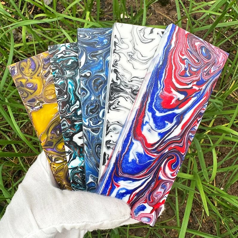 2pieces Various Colors Mixed resin Material for DIY Knife Handle Plate Handicraft Material Pattern Slingshot Handle Material