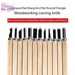 12pcHandmade woodworking carving Wood Carving Chisels Set For Basic Cutting&Detailed Woodworking DIY Hand Tools Gouges Knife Kit