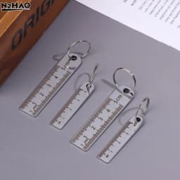 2PCS New Stainless Steel Mini Ruler With Keychain - Measuring Tool For Office And School Supplies (Anti-loss Measuring Ruler)