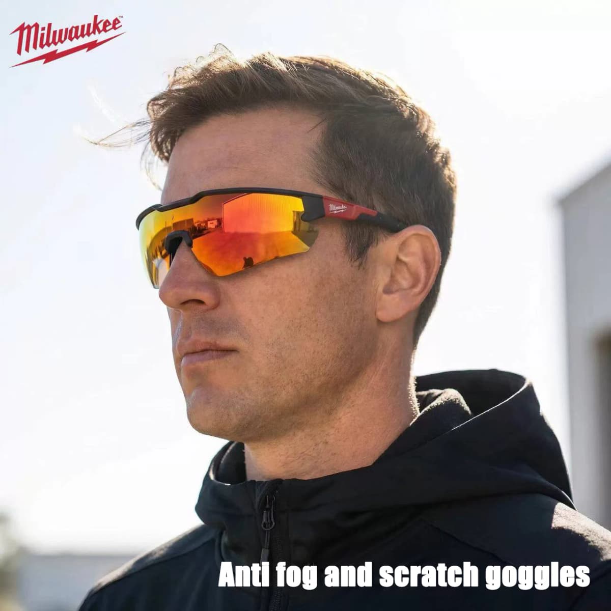 Milwaukee Safety Goggles with Orange Mirror, Anti Fog and Scratch Resistant, Comfortable and Safe Outdoor Goggles 4932498548