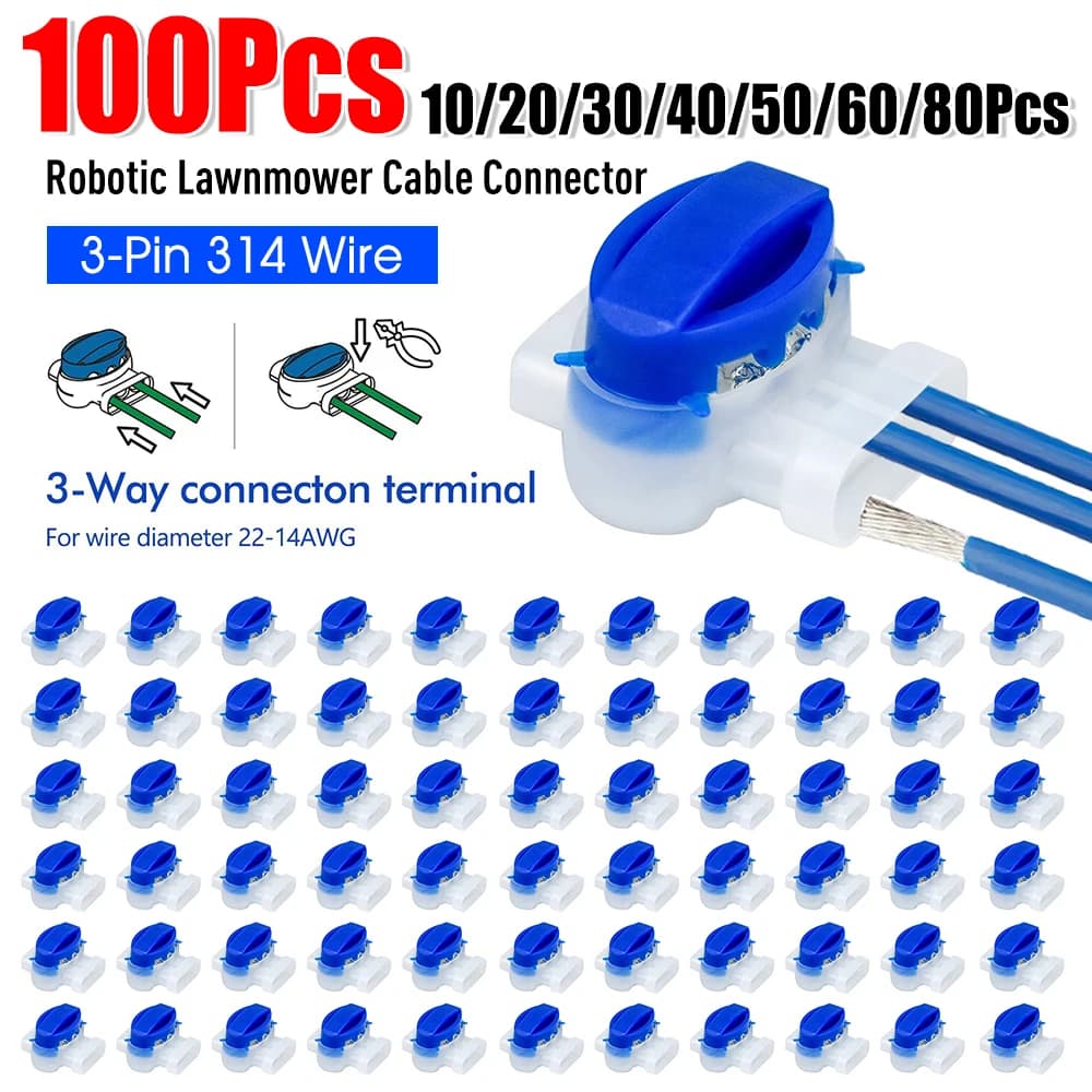 10-100pcs 3 pin Cable Connector 314 Wire Robotic Lawnmower Cable Connector For Automover Robot Lawn Mower Husqvarna Gardena